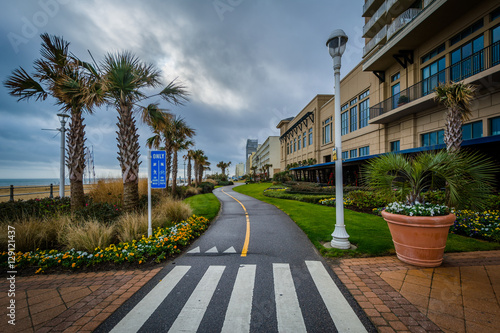 Bike path along the boardwalk in Virginia Beach, Virginia.