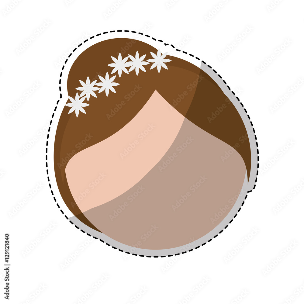 sticker of cartoon woman face icon over white background. colorful design. vector illustration sticker of cartoon woman face icon over white background. colorful design. vector illustration