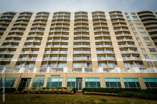 Highrise hotel on the oceanfront, in Virginia Beach, Virginia.