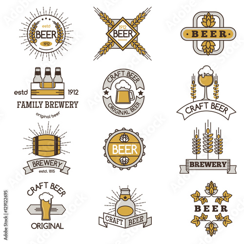 Craft beer bages vector set.