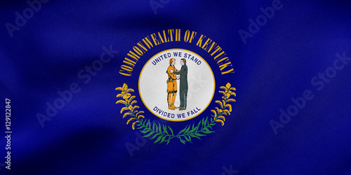 Flag of Kentucky waving, real fabric texture photo