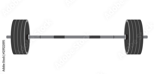 Isolated barbell in flat style. Equipment for gym, crossfit, wei