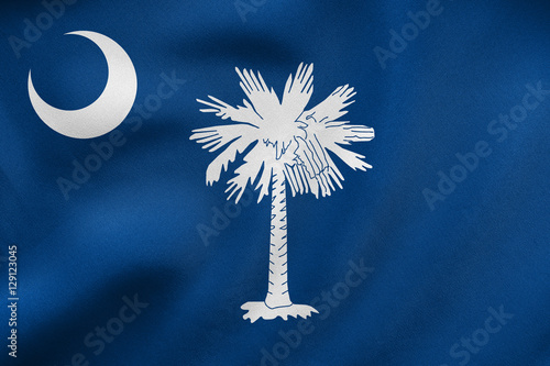 Flag of South Carolina waving, real fabric texture