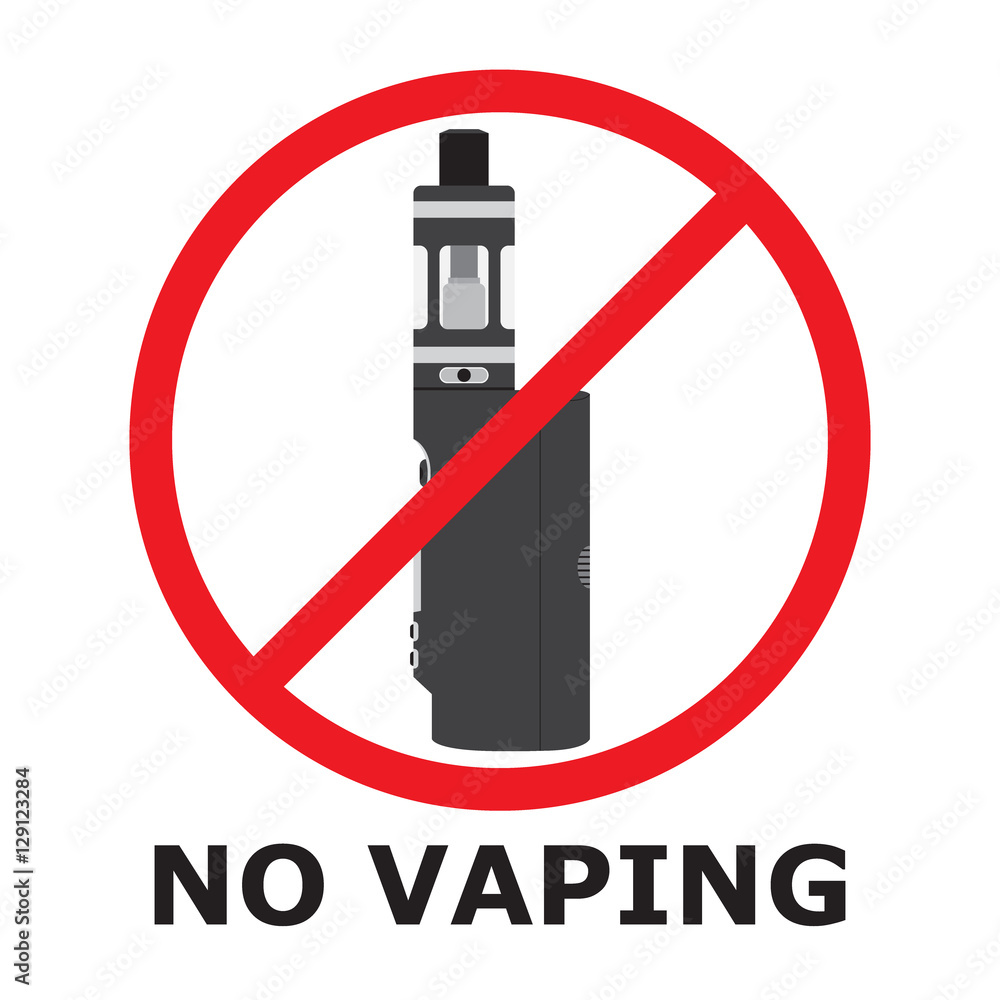 No vaping sign, flat style. Prohibition sign. No smoking area. No vaping sign, flat style. Prohibition sign. No smoking area.