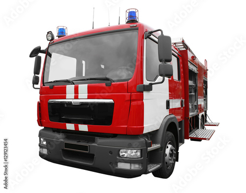 Fire truck on white background