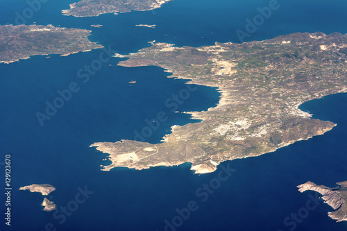 Island of Milos, Kimolos, Poliegos -  aerial view.  Cyclades, Greece. photo