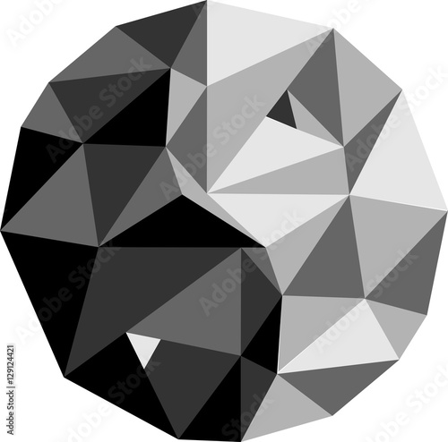 Yin-yang. Symbol of harmony in a new modern twist in a polygon s