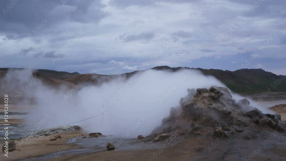 Mudpot hot spring Iceland nature landscape volcano landmark destination: Namafjall Hverarondor hverir mudpot also called mud pool hot spring or fumarole. Beautiful Icelandic nature at night. RED EPIC. Mudpot hot spring Iceland nature landscape volcano landmark destination: Namafjall Hverarondor hverir mudpot also called mud pool hot spring or fumarole. Beautiful Icelandic nature at night. RED EPIC.