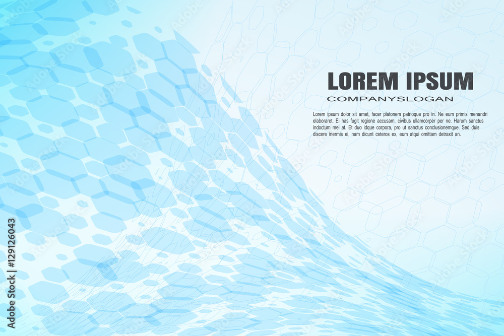 Vector abstract blue background with hexagon shapes different opacity ...
