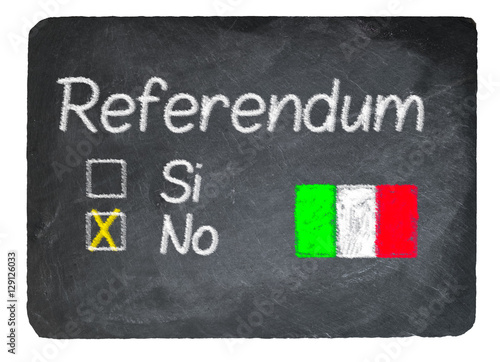 Canvas Print Italy referendum concept using chalk on slate blackboard