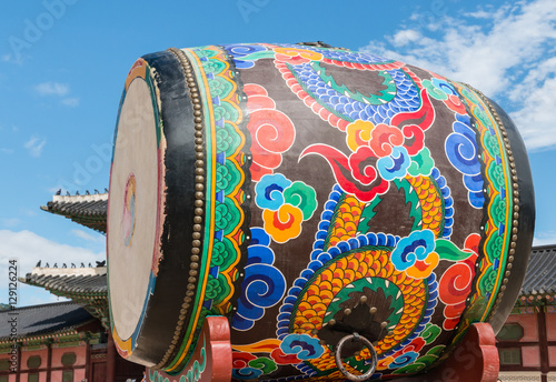 huge painted drum at Gyeongbokgung palace, Seoul, South Korea