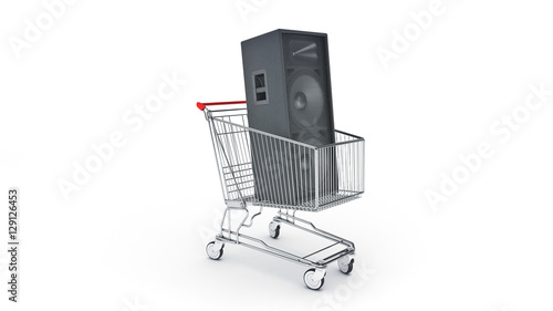 Shopping Cart Speaker Sound. 3d rendering