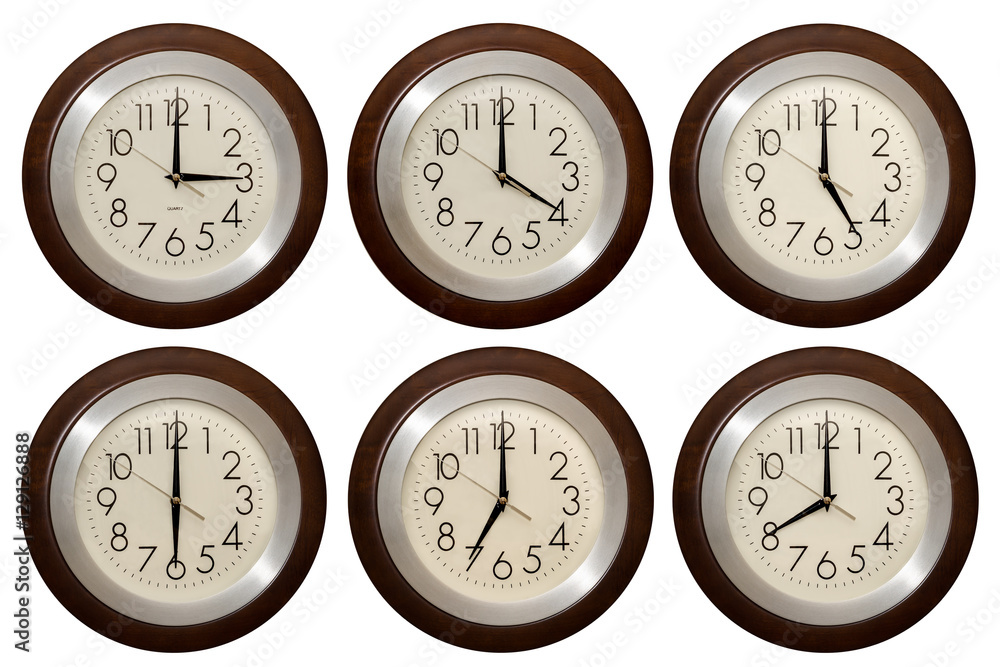 Wall clock isolated on the white background. Part 2. Wall clock isolated on the white background. Part 2.