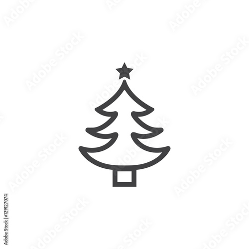 Christmas tree Icon on the white background. New Year set of icons.