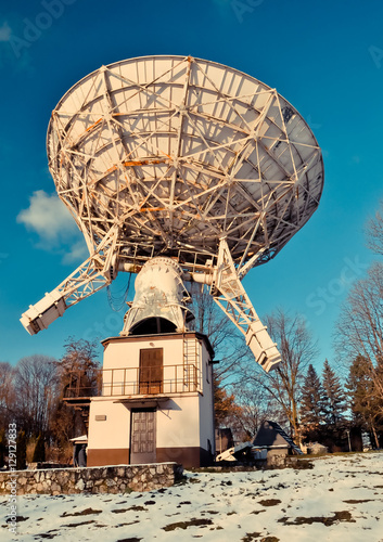 Radio telescope in astronomical observatory