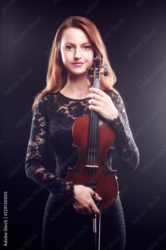 Woman violin player violinist beautiful portrait