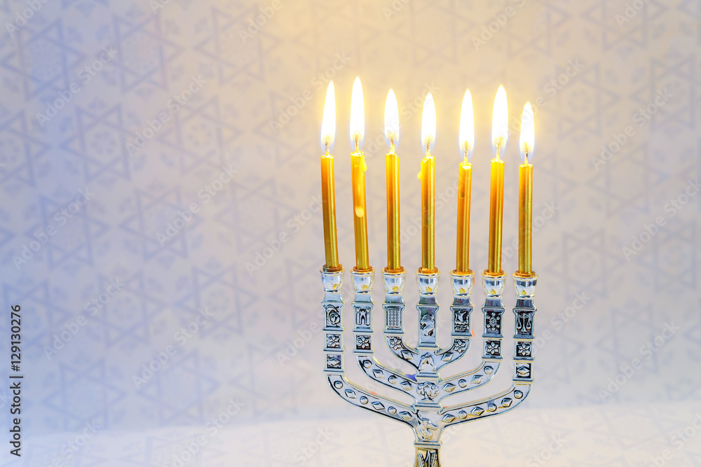 Fototapeta premium jewish holiday Hanukkah Festive composition for on dark background