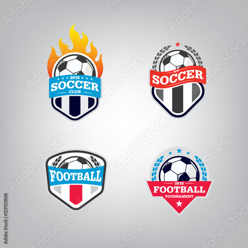 Soccer Logo Design Template set l Football badge team identity c