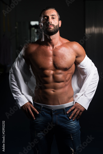 Sexy Latin Man Posing In White Shirt