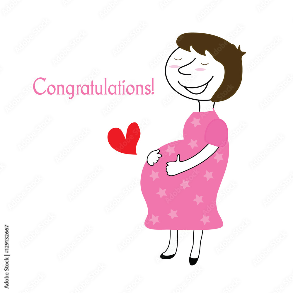 pregnant greeting card. Vector illustration. congratulations wit