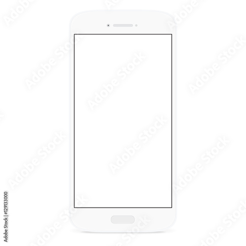 vector drawing new smart phone design, white flat phone white screen