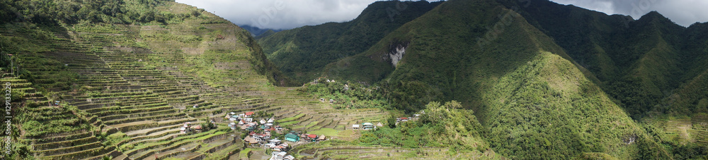 Panoramic view of rice fields in Batad, Banaue, Luzon, Philippines