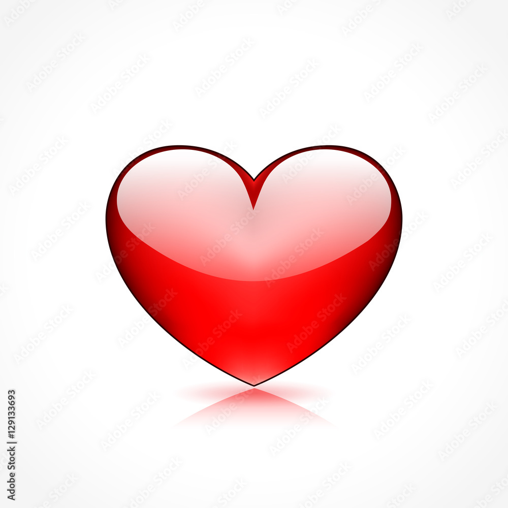 red heart on white background