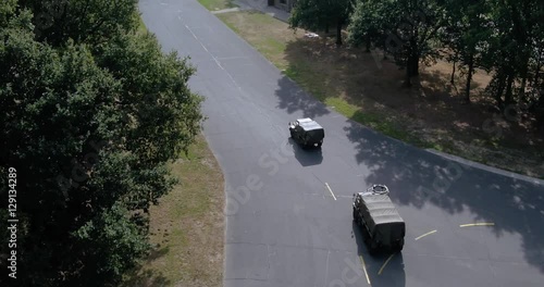 The military airfield in Weeze is empty but there are still 2 trucks that drove around photo