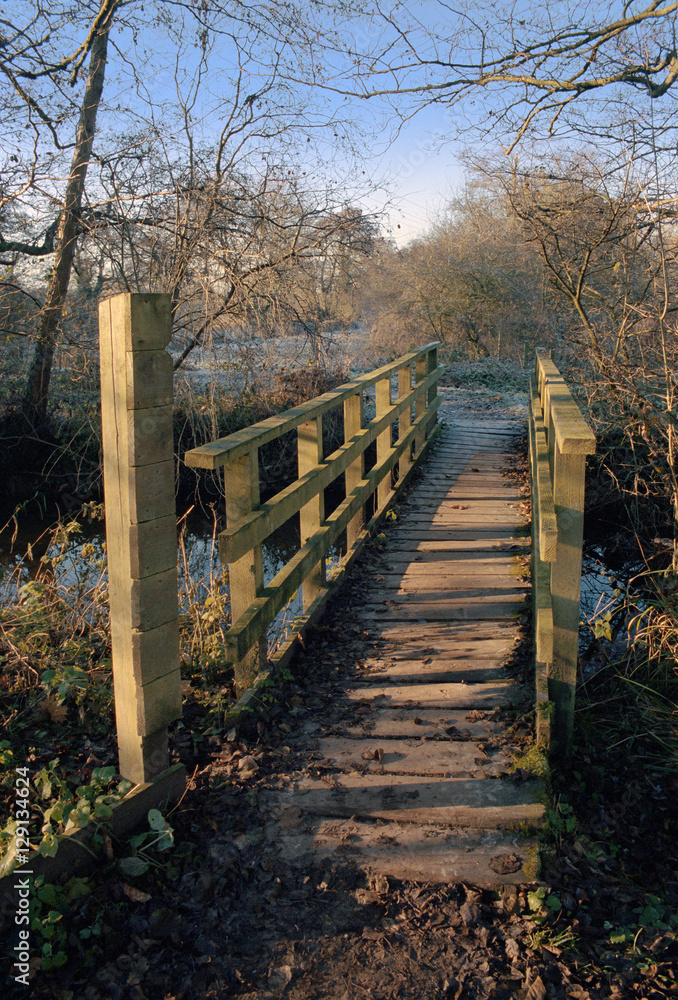 footbridge over river on footpath