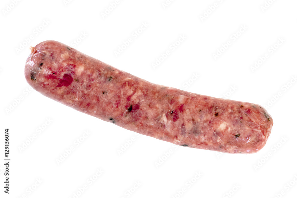 Single Raw Sausage Isolated on White Single Raw Sausage Isolated on White