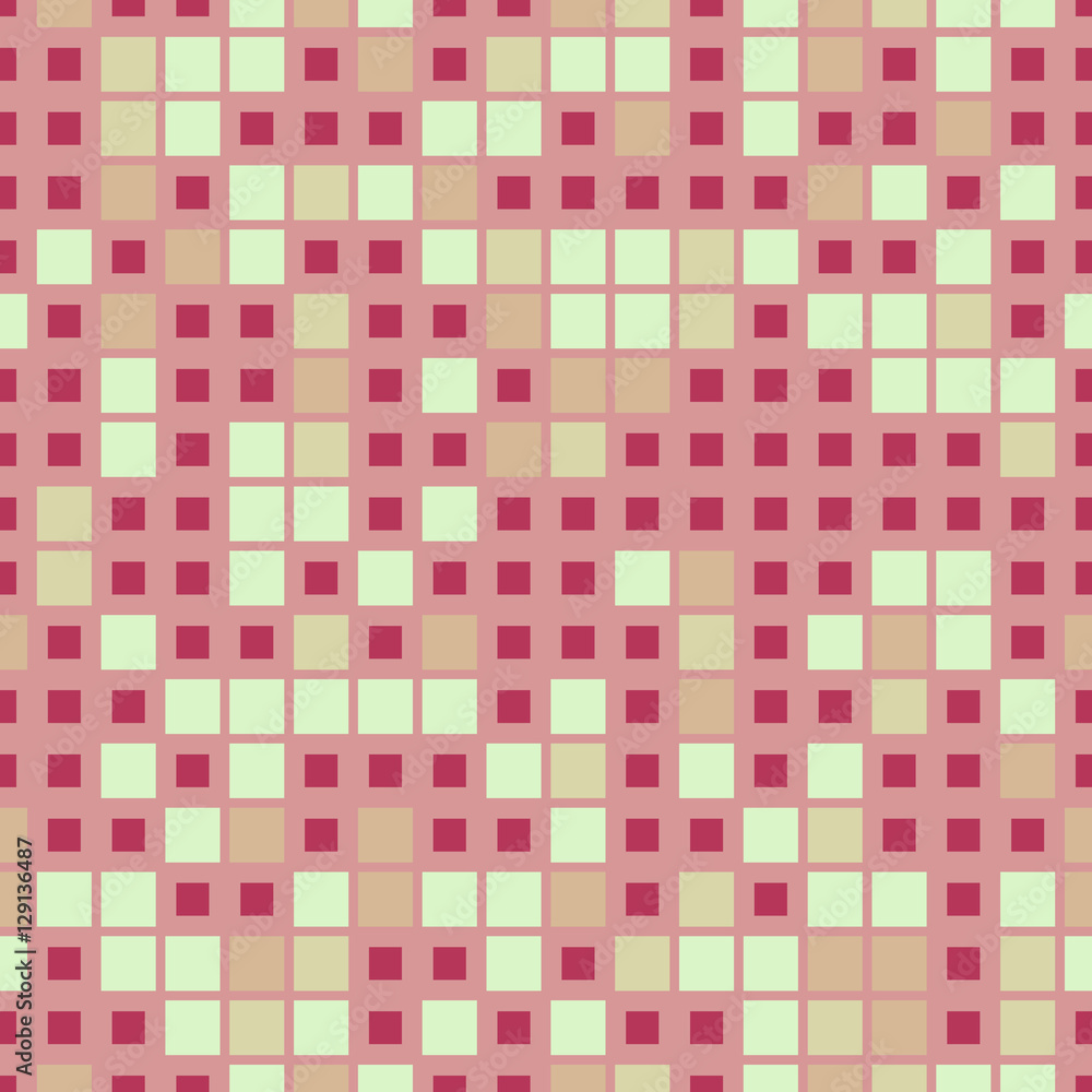 Vector geometric seamless pattern. Texture consisting of square elements. The pattern elements are arranged on pink background. Vector geometric seamless pattern. Texture consisting of square elements. The pattern elements are arranged on pink background.