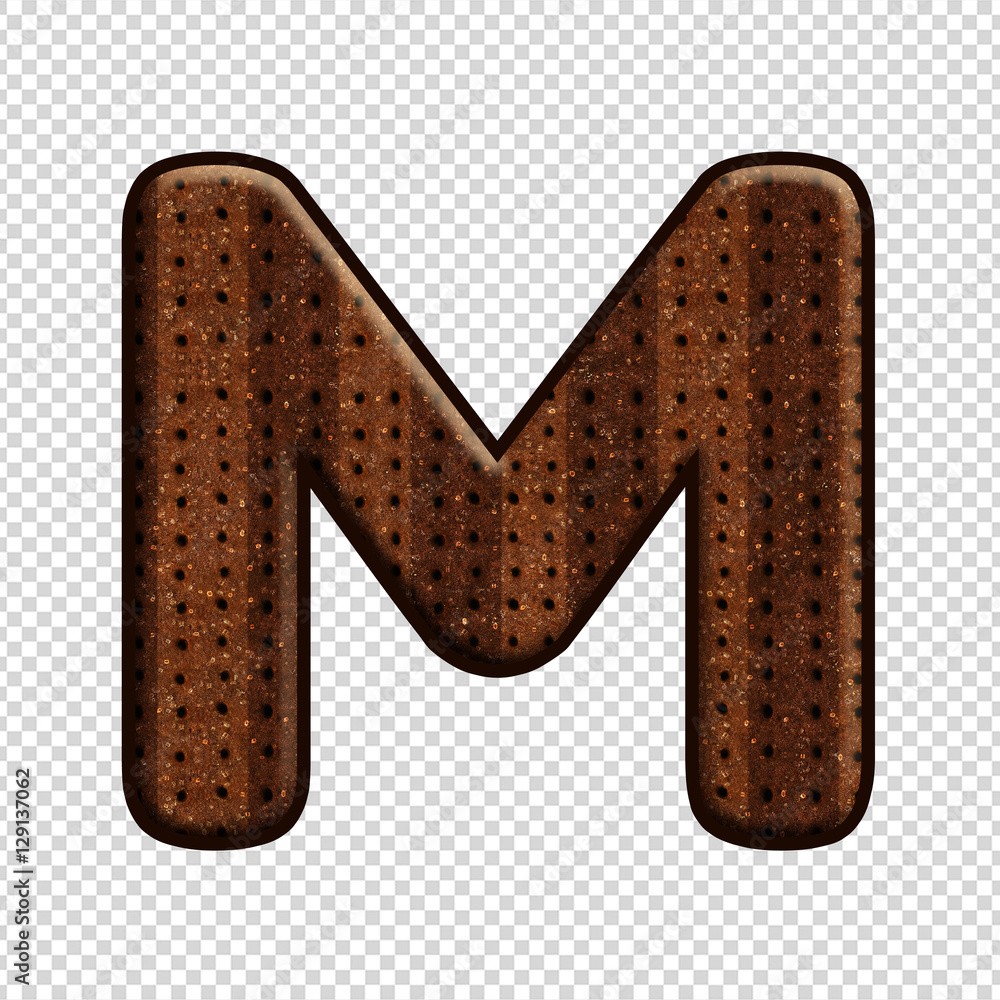 Font letter M with Chocolate Biscuit effect. Perfect applicable saved working/ clipping path for design project. Font letter M with Chocolate Biscuit effect. Perfect applicable saved working/ clipping path for design project.