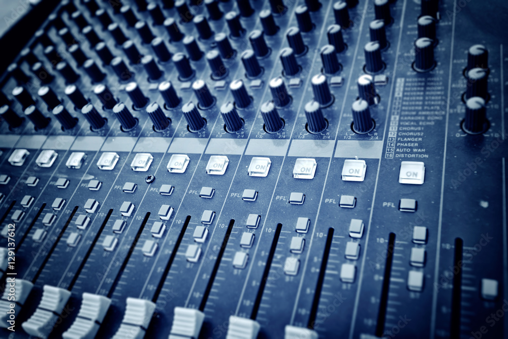 Fototapeta premium Sound mixer control panel