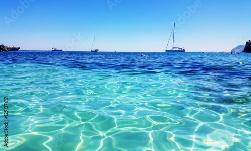 Turquoise waters at a beach in Majorca island, Spain