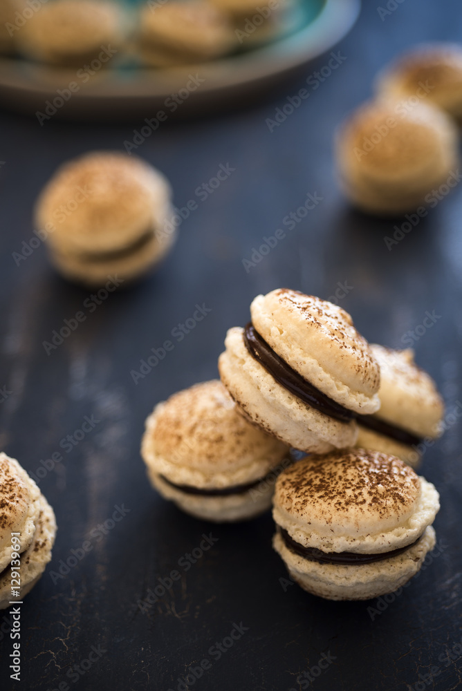 French macaroons with cocoa