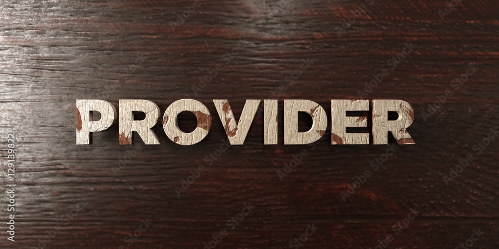 Provider - grungy wooden headline on Maple  - 3D rendered royalty free stock image. This image can be used for an online website banner ad or a print postcard.