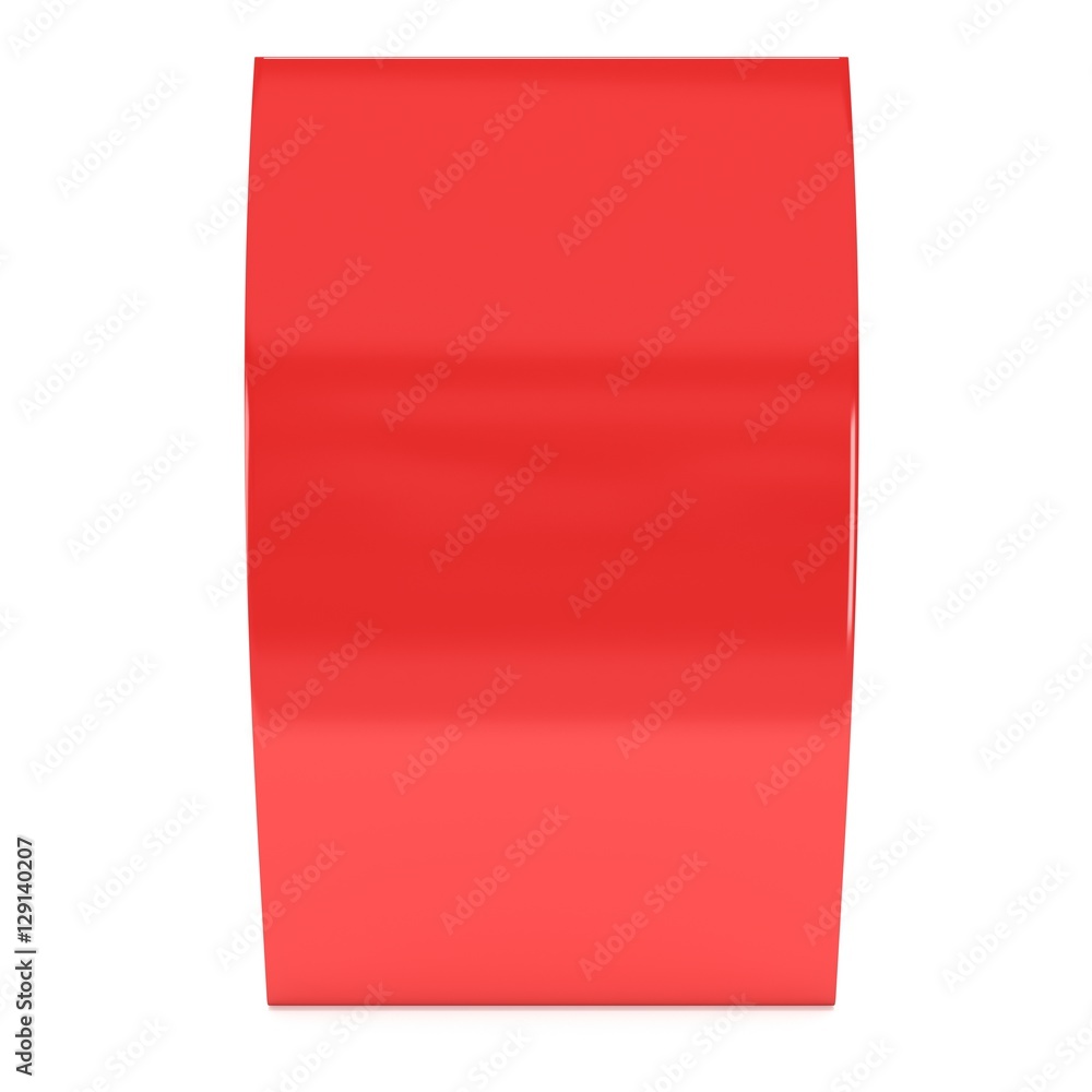 Red paper tent card. 3d render illustration isolated. Table card mock up on white background.