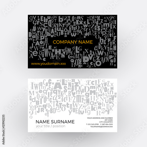 Vector abstract confuse alphabet, writer concept. Business card