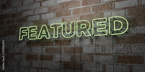 FEATURED - Glowing Neon Sign on stonework wall - 3D rendered royalty free stock illustration.  Can be used for online banner ads and direct mailers..