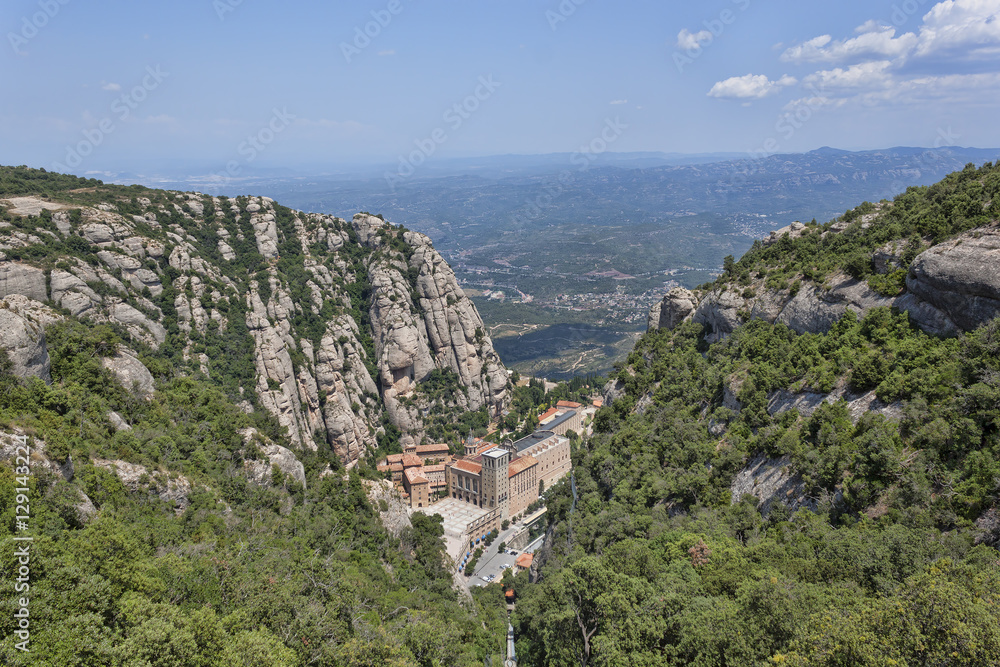 The buildings of the monastery of Montserrat, top view.
