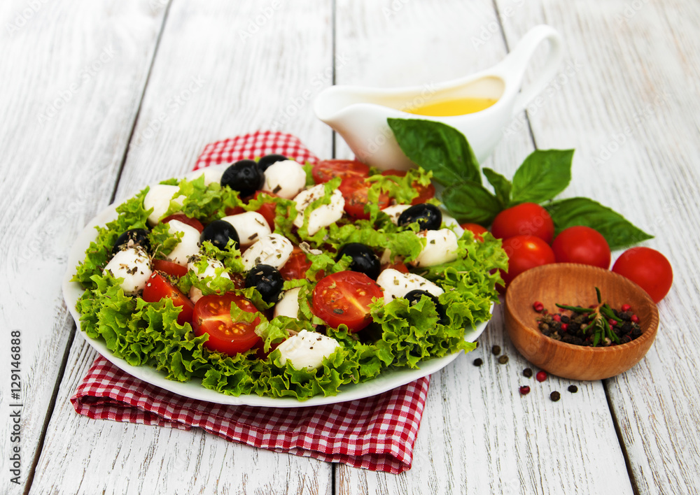 salad with mozarella cheese and vegetables salad with mozarella cheese and vegetables