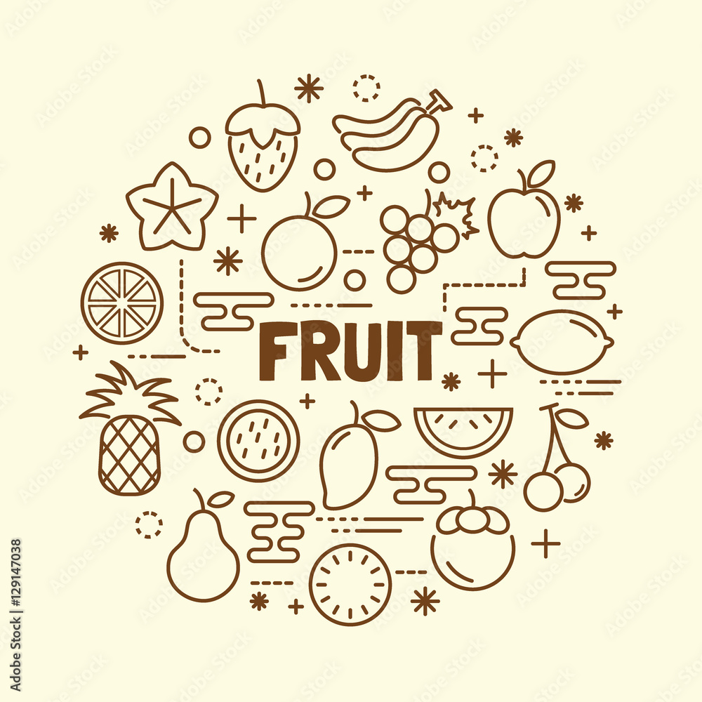 fruit minimal thin line icons set fruit minimal thin line icons set