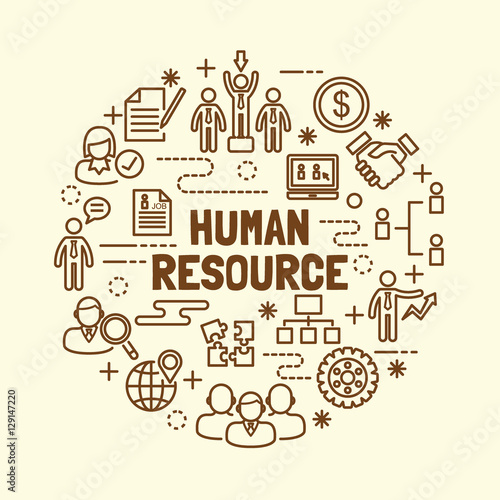 human resource minimal thin line icons set