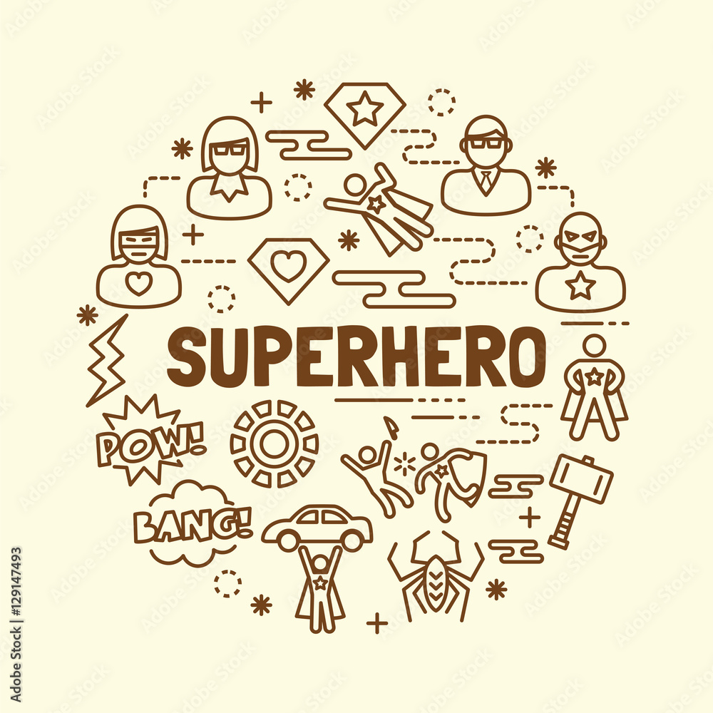 superhero minimal thin line icons set superhero minimal thin line icons set