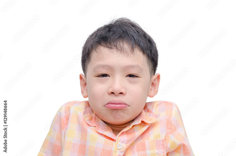 Asian boy crying over white background Asian boy crying over white background