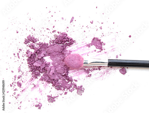 Make-up brush with colorful crushed eyeshadows