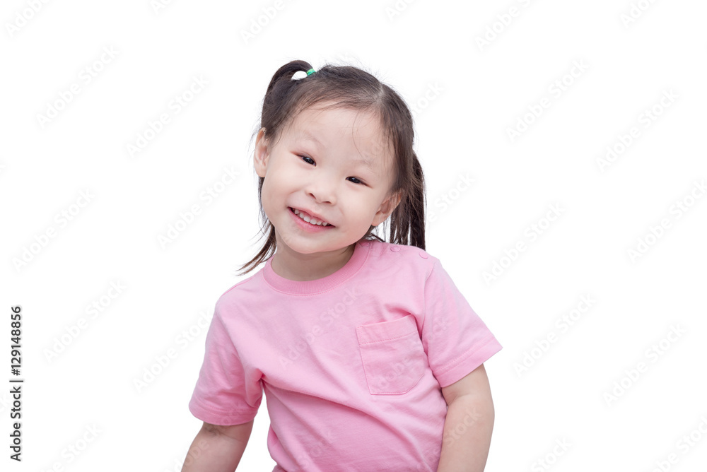 Little asian girl smiling over white background Little asian girl smiling over white background