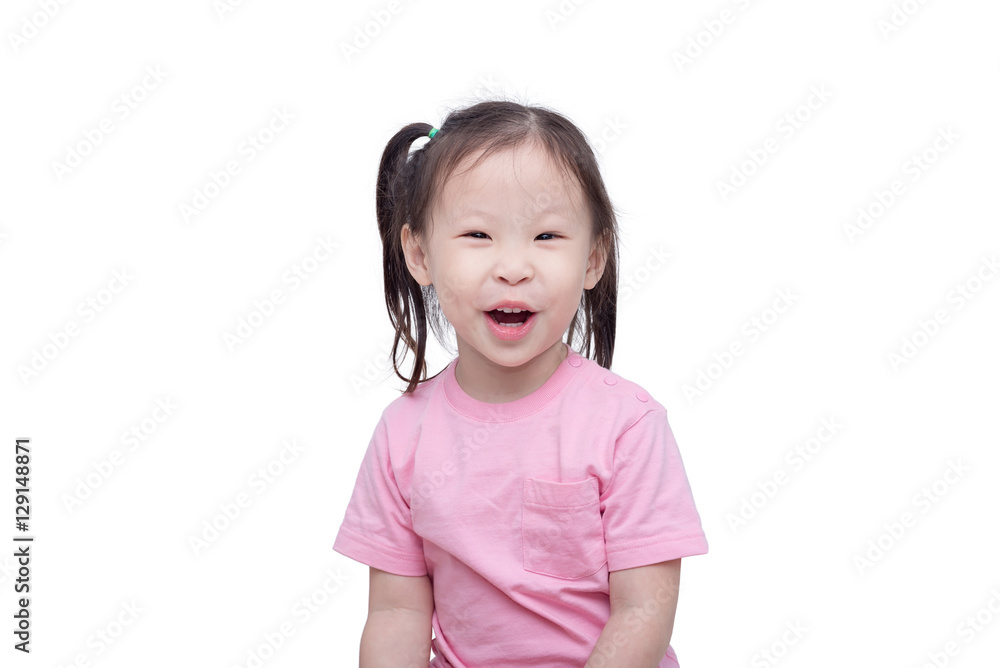 Little asian girl smiling over white background Little asian girl smiling over white background
