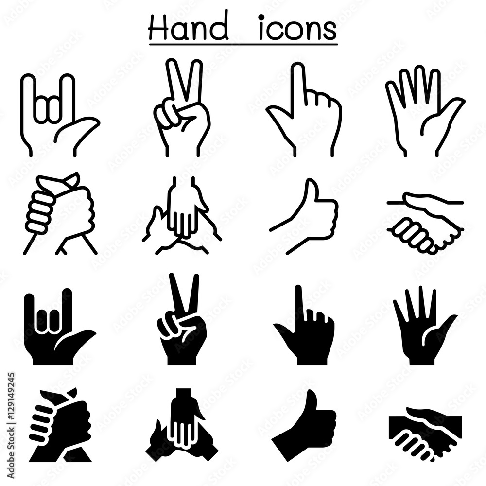 Obraz premium Human hand icon set