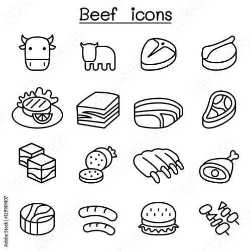 Meat , Beef icon set